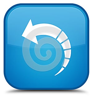 Back arrow icon special cyan blue square button