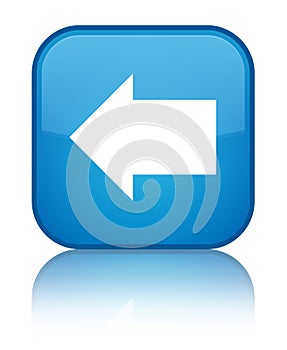 Back arrow icon special cyan blue square button