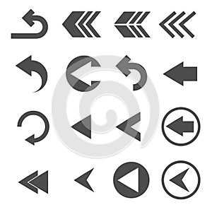 Back arrow sign icons set