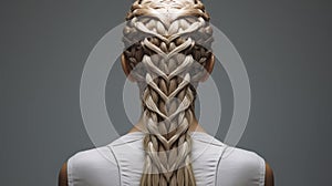 Back of an ash blond woman with braid