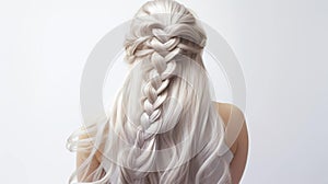 Back of an ash blond woman with braid