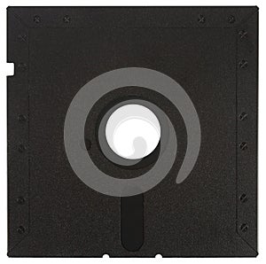 Back of a black floppy disk