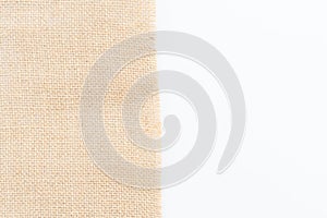 Back brown Fabric canvas texture background with blank space for text design. Clean yellow beige Hessian sackcloth wool pleat