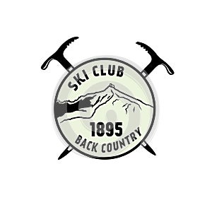 Back country skiing vector logo