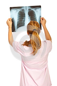 Back of doctor examine Xray image