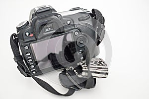 The back of a DSLR camera