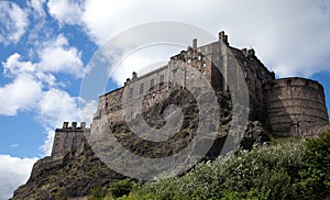 Back of Edinburgh Castle, Scotland erected on part of an ancient