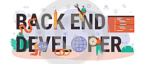 Back end developer typographic header. Software development