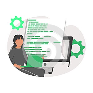 Back end development abstract concept vector illustration. Software development process, computer