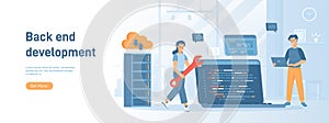 Back end development coding and programming. Software engineering process.