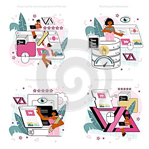 Back end development concept set. Software development process.