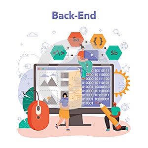 Back end development concept. Software development process