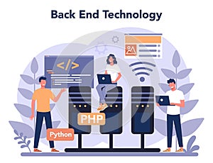 Back end development concept. Software development process.