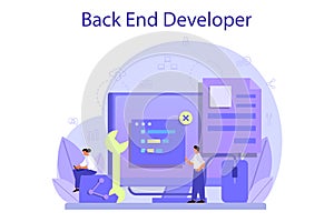Back end development concept. Software development process.