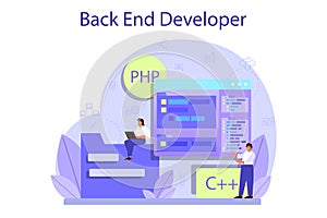 Back end development concept. Software development process.