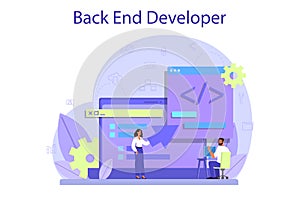Back end development concept. Software development process.
