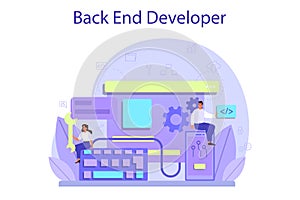 Back end development concept. Software development process.