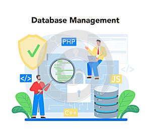Back end development concept. Software development process