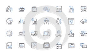 Back-end development line icons collection. Server, Database, API, Framework, Code, Middleware, Architecture vector and photo