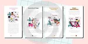 Back end development mobile application banner set. Software development