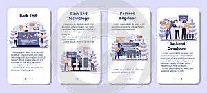 Back end development mobile application banner set. Software