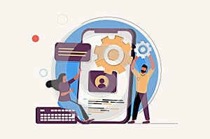 Back end development online service or platform. Software development process. Website interface design improvement.