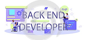 Back end development typographic header. Software development
