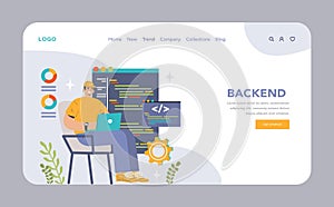Back-end development web banner or landing page. Coding, software