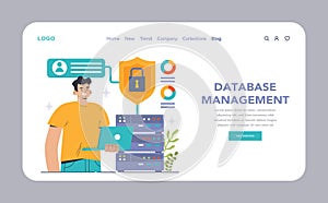 Back-end development web banner or landing page. Coding, software
