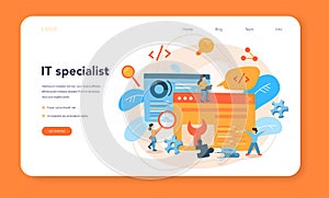 Back end development web banner or landing page. Software