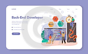 Back end development web banner or landing page. Software development
