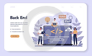 Back end development web banner or landing page. Software