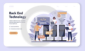 Back end development web banner or landing page. Software