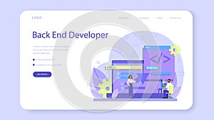 Back end development web banner or landing page. Software development
