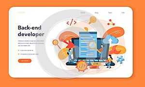 Back end development web banner or landing page. Software