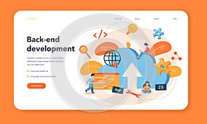 Back end development web banner or landing page. Software