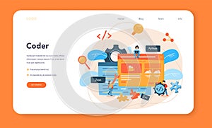 Back end development web banner or landing page. Software