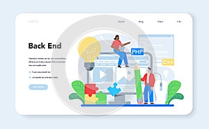 Back end development web banner or landing page. Software development