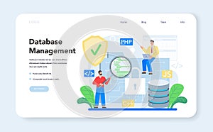Back end development web banner or landing page. Software development