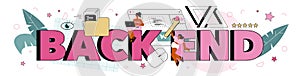 Back end typographic header. Software development process
