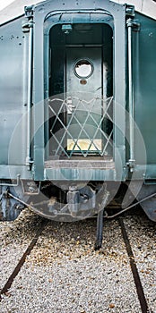 Back entry to antique pullman train, landing and door photo