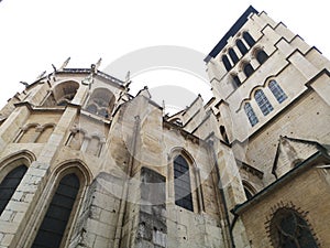 Back facade view of the Cathedral of St. John the Baptist of Lyon, France