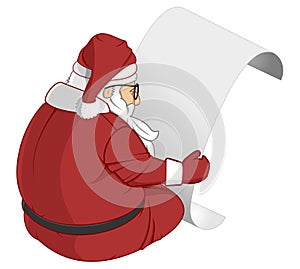 Back Face Santa Claus Reading Letter Illustration