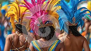 Back of frevo dancers at the street carnival in Recife, Pernambuco, Brazil. Festival photo