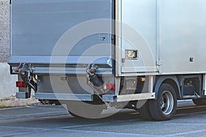 Back of a grey cargo truck