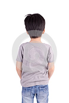 Back grey T-shirt on a boy