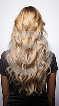 Back hairs nature tribute Isolated blond balayage signifies youth, care, and beauty