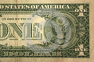 Back Half one dollar bill