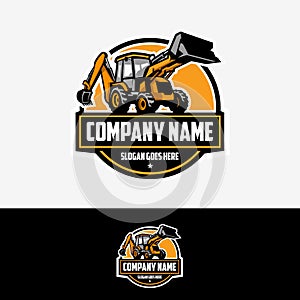 Back Hoe Loader Company Logo. Circle Emblem Badge Ready Made Logo. Best for Construction Related Company Logo