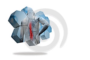 Back injury diagram on abstract screen